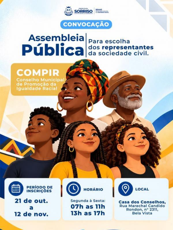 Inscrições para integrar Conselho de Promoção da Igualdade Racial estão sendo feitas na Casa dos Conselhos